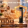thumbnail image 3 of Space Heaters for Indoor Use, 26" PTC Electric Heater with Remote, 1500W Fast Heating 12ft/s, 75° Oscillation, 1-12H Timer, Space Heater for Large Room, Bedroom, Home Office, 3 of 7