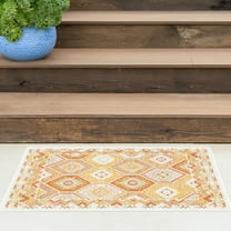 2x3 Water Resistant, Small Indoor Outdoor Rugs for Patios, Front Door Entry, Entryway, Deck, Porch, Balcony | Outside Area Rug for Patio | Orange, Geometric | Size: 2' x 3'