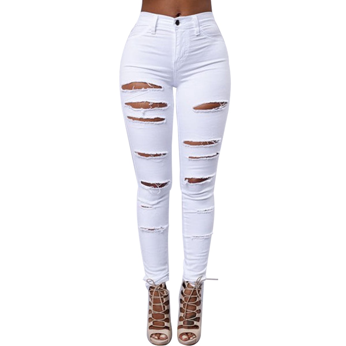 white jeggings ripped