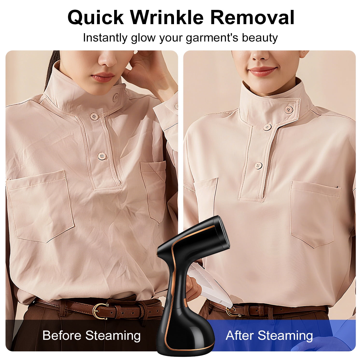 Steamer for Clothes, 1500W Fast Heat-up Clothes Steamer Handheld Garment Steamer with 3 Steam Settings, 320ml Water Tank with Cord, Portable Travel Steam Iron for Removes Wrinkle Safe on All Fabric