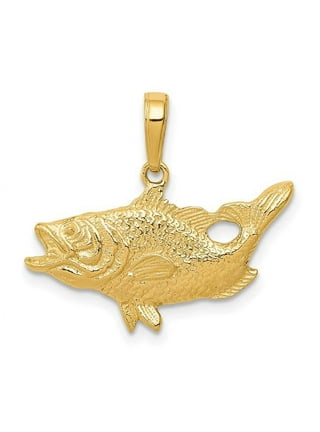 Unisex Fish Hook Pendant in Gold - 24mm