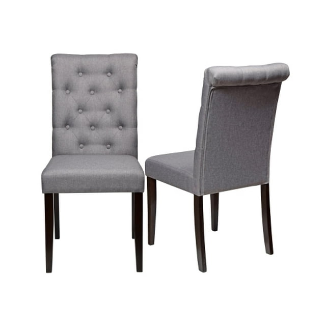 Queensons Light Grey Dining Chair, Light Grey and Espresso (Set of 2)