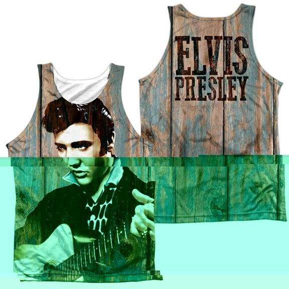 Elvis Presley Woodgrain (Front/Back Print) Sublimated Tank Top White