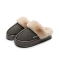thumbnail image 3 of Unisex Memory Foam House Slippers, Faux Fur Lined Indoor Fuzzy Slippers with No-slip Sole, Slip on Suede Home Shoes, Warm Winter Gift for Women & Men, 3 of 7