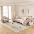 thumbnail image 2 of 2-Piece Modern Sylvia Tweed Sofa & Accent Chair with Accent Pillows in Gold Dust, 2 of 20