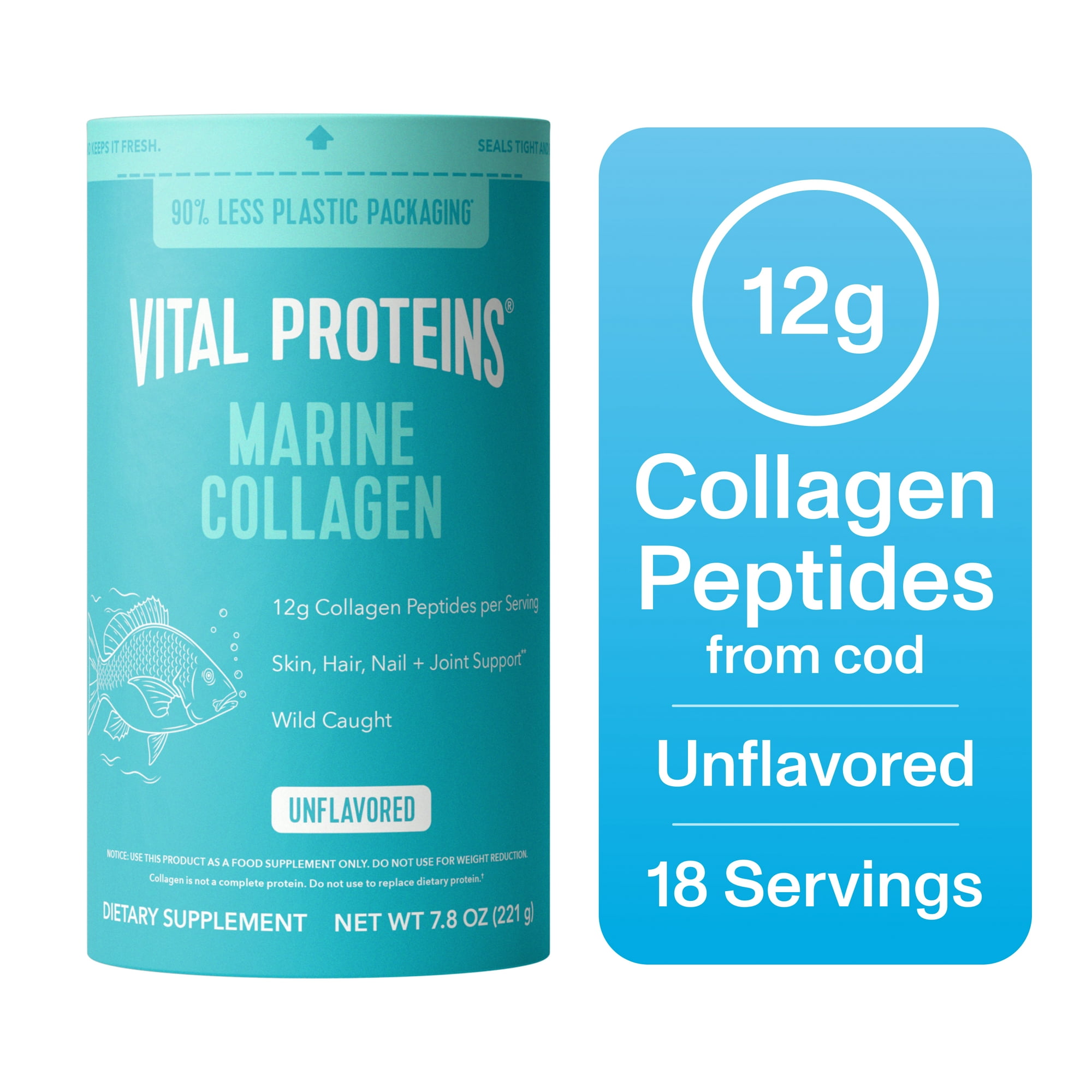 Vital Proteins Marine Collagen Peptides for Joint, Hair, Skin, and Nails Support Supplement Powder, 7.8 oz