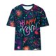 thumbnail image 2 of Camisetas Casuales de Mujer Año Nuevo Impreso Suéter de Manga Corta Cuello Redondo, Top de Moda para el Uso Diario, 2 of 4