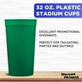 thumbnail image 3 of Plastic Stadium Cups 32 oz. Set of 10, Bulk Pack - Perfect for Summer, Sporting Events, Birthdays, Picnic, Beach, Parties - Kelly Green, 3 of 5