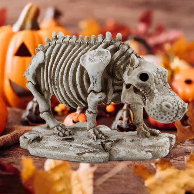 Estatua de esqueleto de hipopótamo, figura decorativa, colección de regalos de Halloween, adorno de escritorio para chimenea, gabinete, decoración del