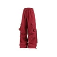 thumbnail image 5 of MOJOGO Women's Multi Pocket Cargo Pants Wide Leg Workwear Pants Trendy Baggy Trouser for Hiking Cycling Workout Wine 2XL, 5 of 5