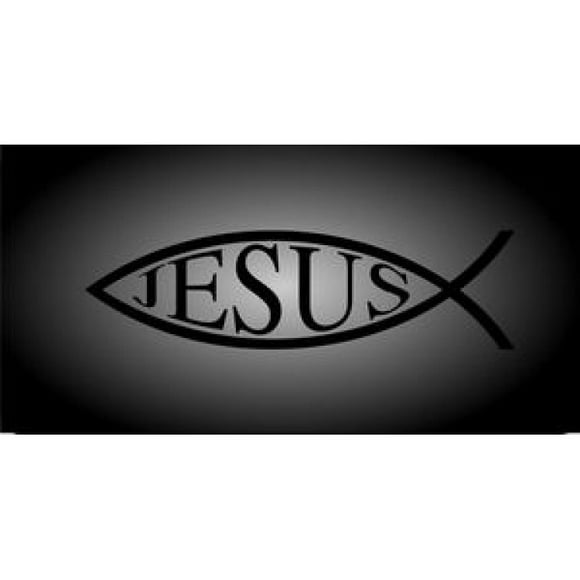 Black Jesus Fish Photo License Plate