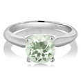 thumbnail image 2 of Gem Stone King 925 Sterling Silver Green Prasiolite Solitaire Engagement Ring for Women (1.10 Cttw, Round 7MM, Gemstone Birthstone, Available in Size 5, 6, 7, 8, 9), 2 of 4
