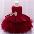 thumbnail image 4 of Fesfesfes Kids Girls Ruffled Princess Dress Infant Toddler Girls Bridesmaid Gown Tulle Birthday Party Dress Spring, 4 of 9