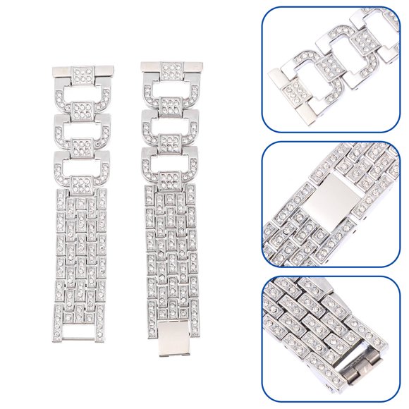 NUOLUX 1Ud Correa De De Inoxidable Plateada Con Y Diamantes