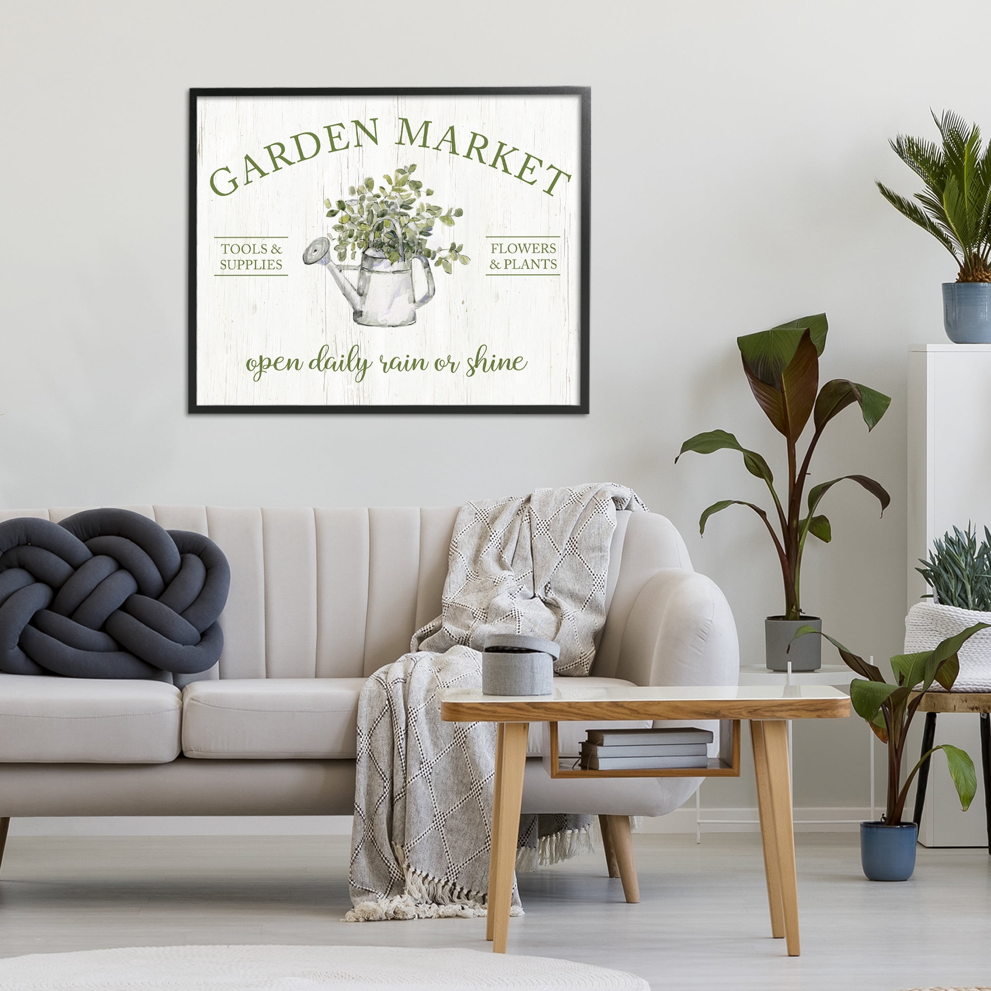 Stupell Industries Open Daily Garden Market Black Framed Giclee Art, design by Sally Swatland