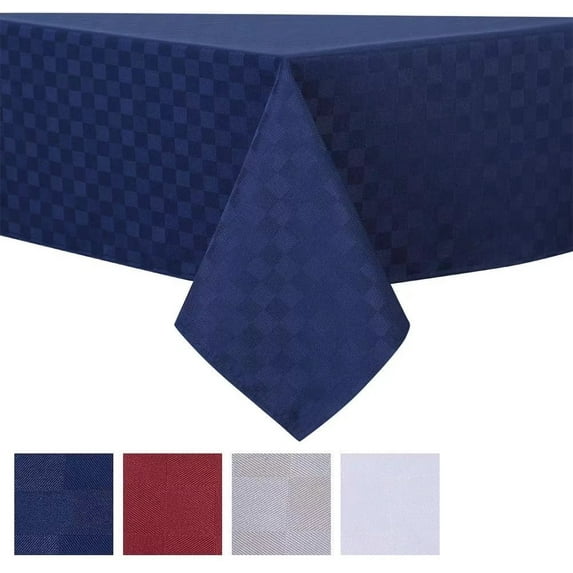 Haperlare 70" Round Tablecloth Waterproof Stain Resistant Small Checkered Table Cloth Cover Protector for Dining Tabletop, Navy Blue