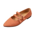 thumbnail image 2 of Mary Jane Sneakers for Women, Flats for Women Wide Feet, Widestep Shoes for Women, Suede Flat Shoes for Women Dressy Pointed Toe Comfortable Work Business Casual Flat Shoes With Strap, Orange 6, 2 of 8