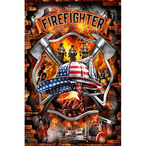 Firefighter Maltese Cross Brotherhood Sublimated Double Sided Deluxe Garden Flag 12" x 18" 3-ply 600 Denier 110 Knitted Polyester SGF006