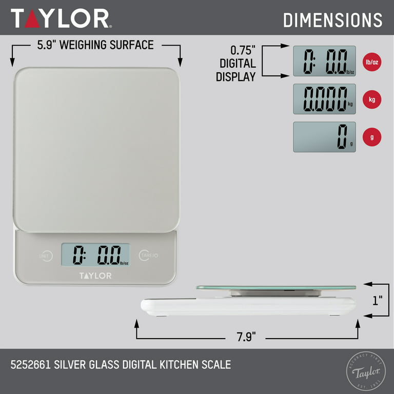 Taylor Digital 11lb Glass Top Food Scale - Silver