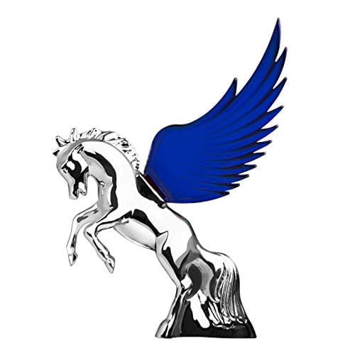 GG Grand General 48391 Blue 6.5 X 7.5 inches Chrome Fighting Stallion Hood ORN w Windriders