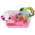 thumbnail image 1 of 2-Tiers Hamster Cage Gerbil House Mouse Habitat Small Animal Critter Travel Carrier Expansion Outlet with Exercise Running Wheel, Play Tubes, Water Bottle and Food Bowl, 1 of 8
