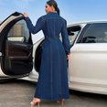 thumbnail image 4 of Women Long Sleeve Denim Maxi Dress Lapel Collar Button Front Slim Fit Long Dresses for Fall Winter Evening Party Daily Outing, 4 of 6