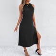 thumbnail image 6 of Ashirexll Midi Dresses for Women, Flowy Dresses for Women, Solid Color Round Neck Sleeveless Casual Summer Midi Dress, 6 of 7