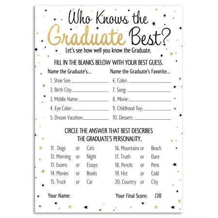 Who Knows Grad Best Game | 25 Cards | Graduation