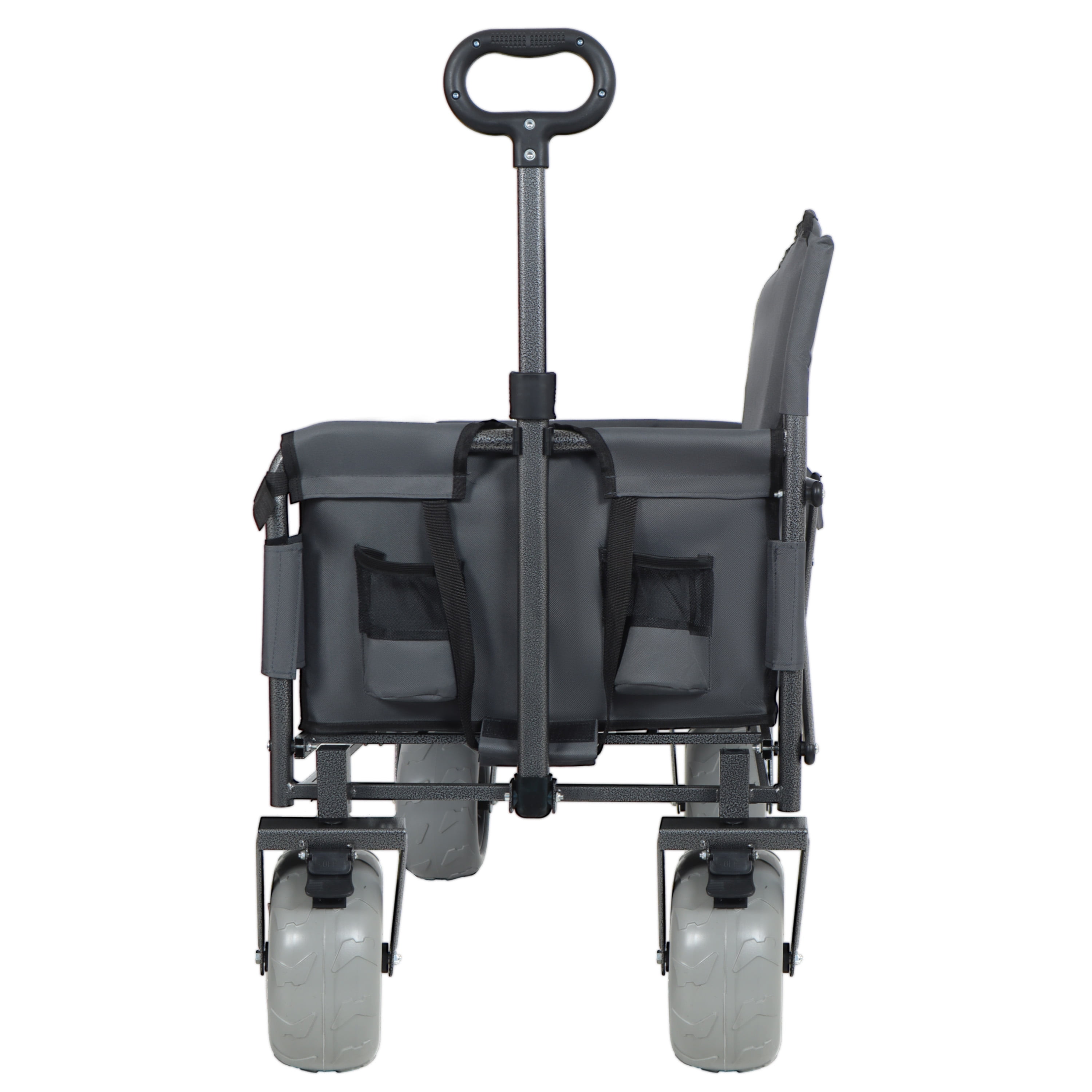 3-in-1 Folding Wagon with Bench Seat – 500lbs Capacity, 9"x4" Beach Tires for Camping & Beach,