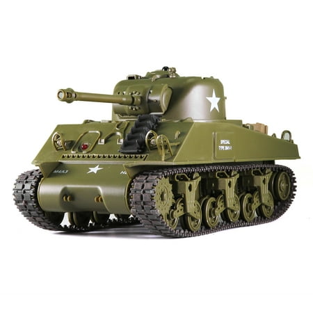 Remote Control 2.4Ghz 1/30 Scale US M4A3 Sherman RC Infrared Battle Tank w/Sound and Lights RC