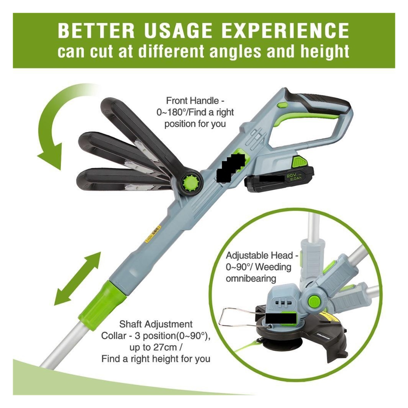 Cutter Pruning Garden Tools20V Electric Lawn Mower Cordless Grass Trimmer Auto Release String With 20PC Spare Blades ,2 IN 1 Trimmer & Edger