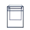 thumbnail image 4 of GZXS 48 Inch Home Office Glass Desk with Metal Frame & Wood Shelf, Modern Rectangular Writing Table Computer Desk, Easy to Assemble (Blue), 4 of 8