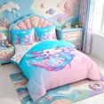 thumbnail image 2 of Manfei Rainbow Axolotl 7-Piece Twin Bedding,Watercolor Ocean Animal Bedding Comforter Set,Colorful Stars Reversible, 2 of 7