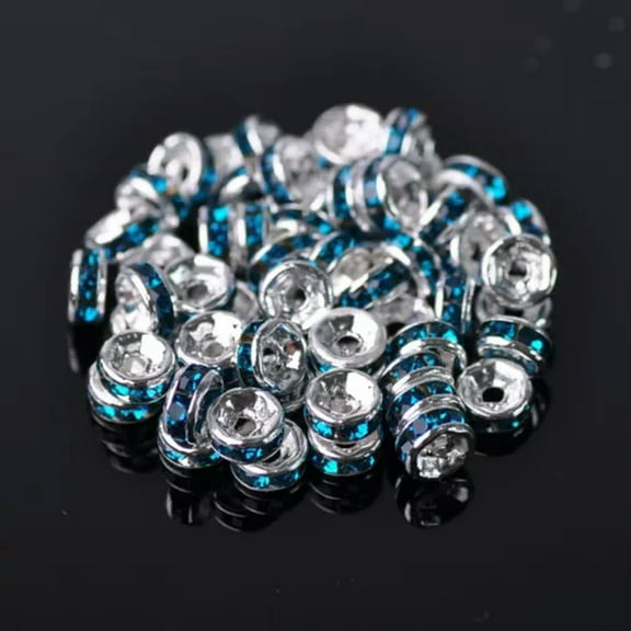 U8MO Wholesale Czech Crystal Rhinestone Rondelle Loose Spacer Beads 4/5/6/8/10/12mm-#11 Peacock Blue-10mm (50pcs)