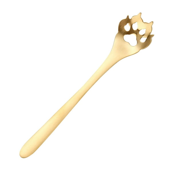 Cuchara de café ahuecada con forma de garra de perro | Cuchara para revolver té de acero inoxidable 304 | Cuchara de taza de 5.57 pulgadas para café, té, helado y postres