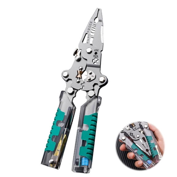 Wire Stripper & Multi-Tool Pliers, Multi-Function Foldable Wire Stripper with Voltage Tester, 2026 NEW Portable Electrician Pliers for Stripping, Peeling, Cutting, Shearing