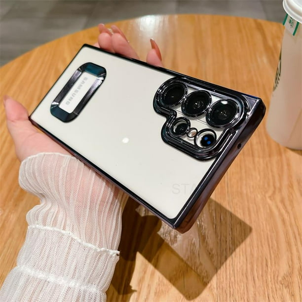 Funda transparente chapada de lujo para Samsung Galaxy Note 20 Ultra 10 Plus Note20 Pro 5g, Protector de cámara con logotipo, cubierta de silicona con agujero qiuyongming unisex