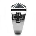 thumbnail image 4 of High polished (no plating) Stainless Steel Ring with Leather in Jet for Men Jet Stone Color Style TK3075 Size 13, 4 of 4