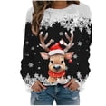 thumbnail image 1 of 2025 Chandails à Capuche pour Femmes Automne et Hiver Alien Femmes Flocon de Neige de Noël Imprimé Animal Alt Chandail en Molleton Surdimensionné Col Rond Épaule Long Chandail à Capuche de Noël Femmes Manches Chandail en Molleton de Sport Décontracté, 1 of 4