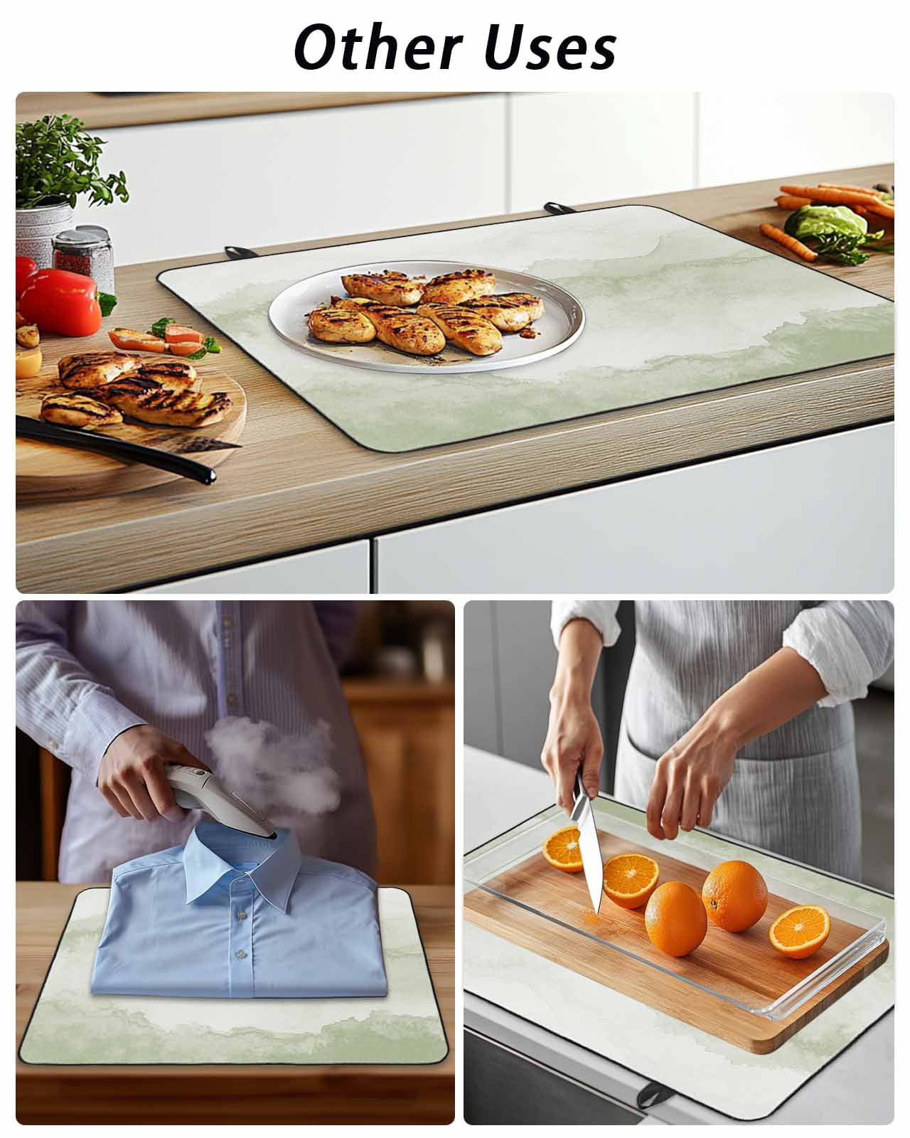 Stove Top Covers for Electric Stove, Sage Green Ombre Mountain Glass Stovetop Cover Protector, Nature Abstract Art Marble Induction Cooktop Protector Oven Mat for Kitchen Countertop 24"x21"