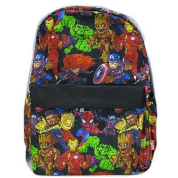 Marvel Avengers Backpack Kawaii All-Over Print Black and Gray 16"