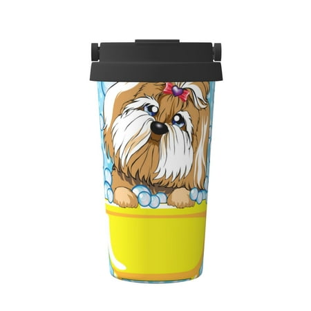 

Tebeau Dog Takes a Bath in the Bathtub Print Travel Coffee Mug Insulated Coffee Cup with Leakproof Lid Coffee Tumbler Reusable Coffee Cups with Seal Lid