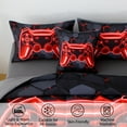 thumbnail image 2 of OKKEEY Gaming Bedding Sets for Boys, Kids Teens Bed in a Bag Twin Gaming Comforter Set, 6 Pcs Neon Red Gamer Microfiber Quilt Set with Pillowcase, Flat Sheet, Fitted Sheet for All Season, 2 of 9
