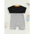 thumbnail image 4 of Bagilaanoe Newborn Baby Boys One-pieces Stripe Print Short Sleeve Jumpsuit 3M 6M 9M 12M Infant Romper Summer Casual Clothing, 4 of 7