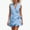 Light Blue, variant on SOOMLON Linen Outfits for Ladies Plus Size V Neck Front Tie Sleeveless Shirts Asymmetrical Blouse Short Two Piece Sets