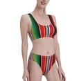 thumbnail image 2 of Vsdgher Womens High Waisted Bikini Sets Two Piece Swimsuit Mexican Serape Blanket Stripes Print Tummy Control Bathing Suit-Medium, 2 of 8