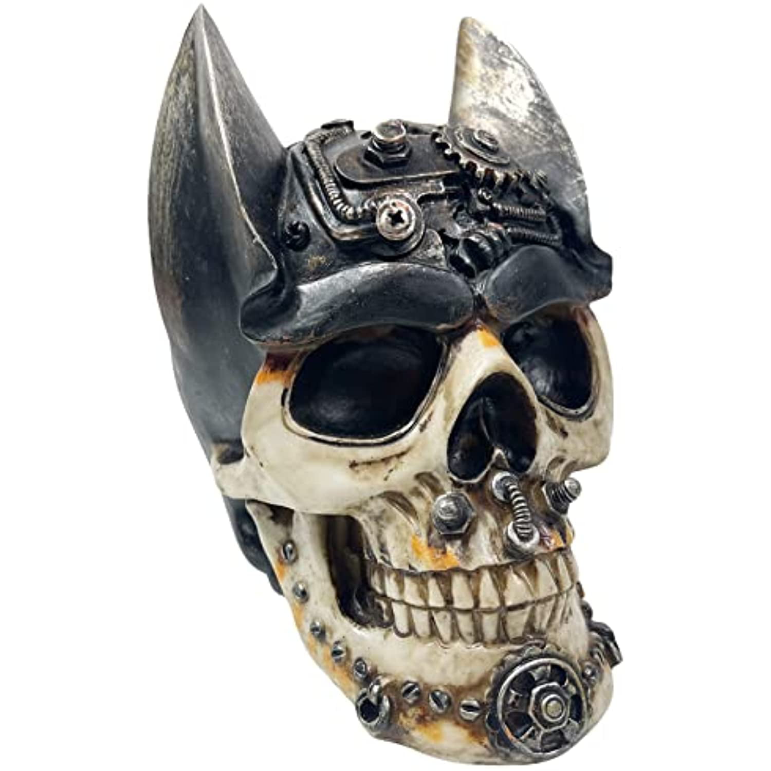 Metallic Skull Decoration Gothic Head Art Statue Figurine Skeleton Horror Dead 