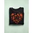 thumbnail image 3 of Halloween Witch and Ghost Heart Design Graphic - Women's Sweatshirt, 3 of 4
