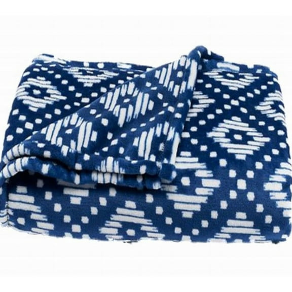 Plush Super Soft Big One Blue Geometric Oversized Microplush Throw Blanket