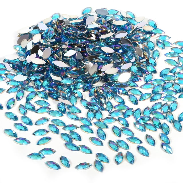 Qiilu 500pcs 7*15mm Crystal Rhinestones Acrylic Flat Back Horse Eye Shape Decor For Clothes Phone, Phone Decoration, Acrylic Rhinestone